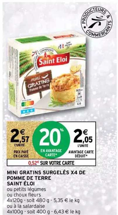 mini gratins surgelés x4 de pomme de terre saint éloi