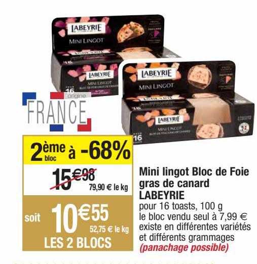 mini lingot bloc de foie gras de canard labeyrie