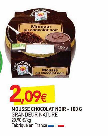 mousse chocolat noir - 100 g grandeur nature