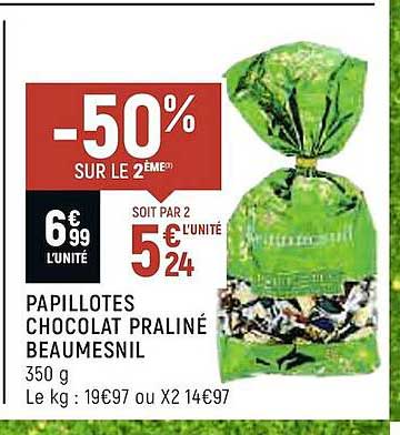 papillotes chocolat praliné beaumesnil