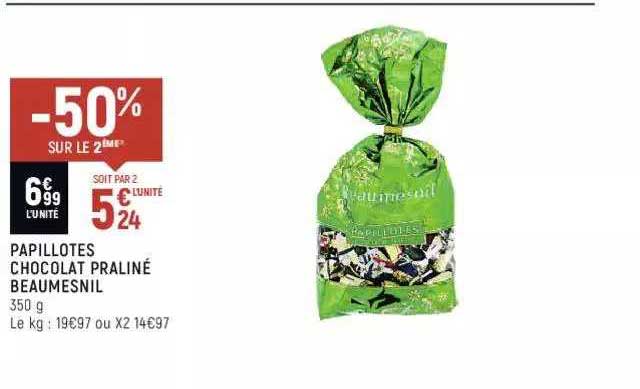 papillotes chocolat praliné beaumesnil