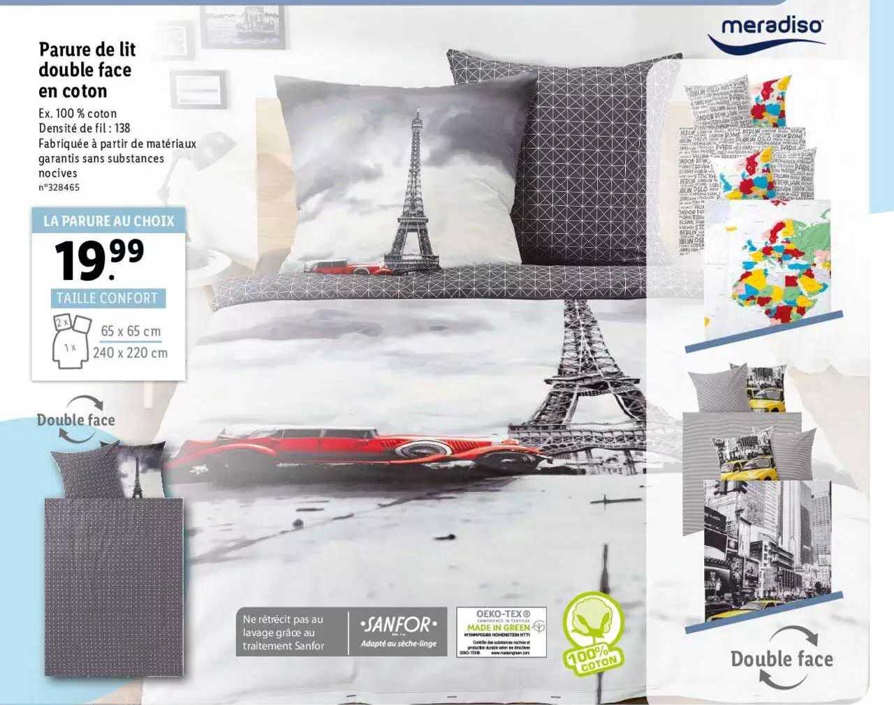 parure de lit double face en coton meradiso