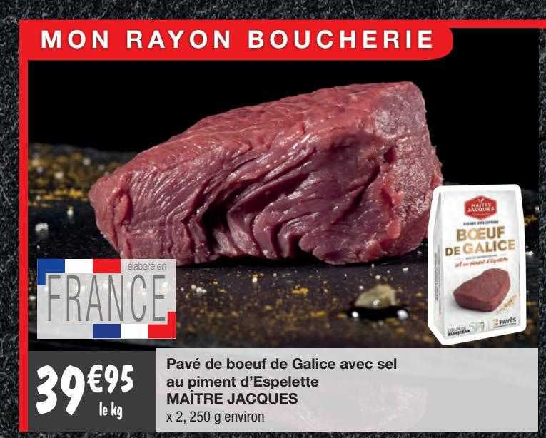 pavé de bœuf de galice avec sel au piment d'espelette maître jacques