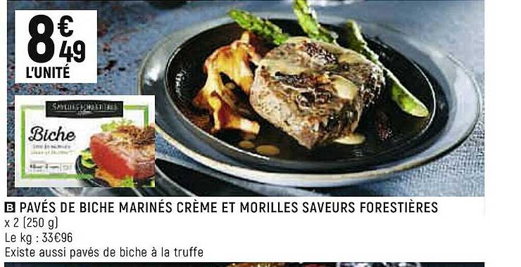 pavés de biche marinés crème et morilles saveurs forestières