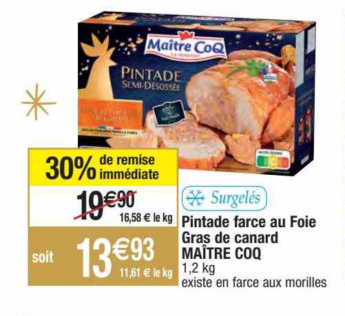 pintade farce au foie gras de canard maître coq