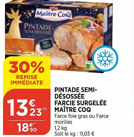 pintade semi-désossée farcie surgelée maître coq