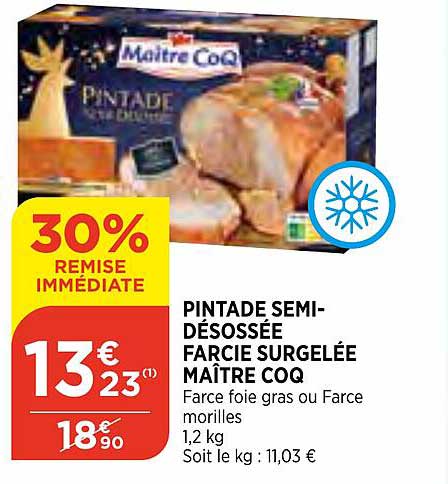 pintade semi-désossée farcie surgelée maître coq