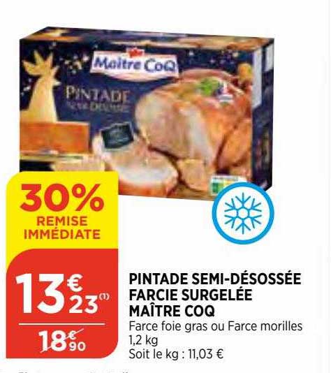pintade semi-désossée farcie surgelée maître coq