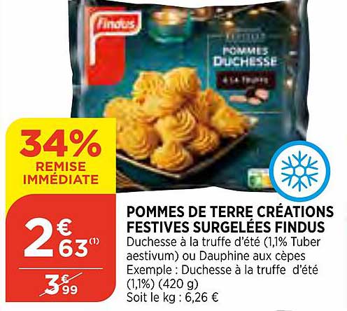 pommes de terre créations festives surgelées findus