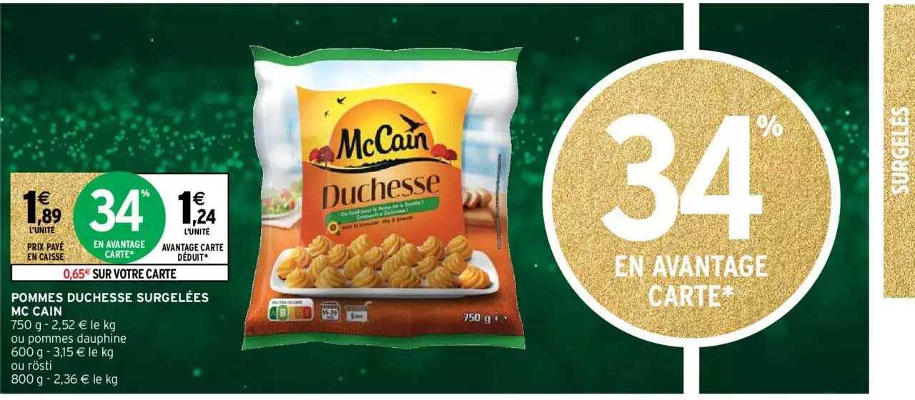 pommes duchesse surgelées mc cain