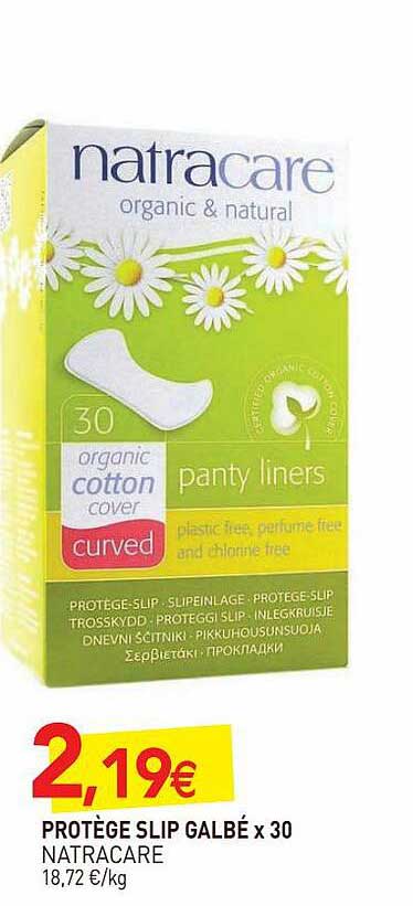 protège slip galbé x30 natracare