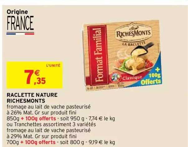 Raclette Nature RichesMonts