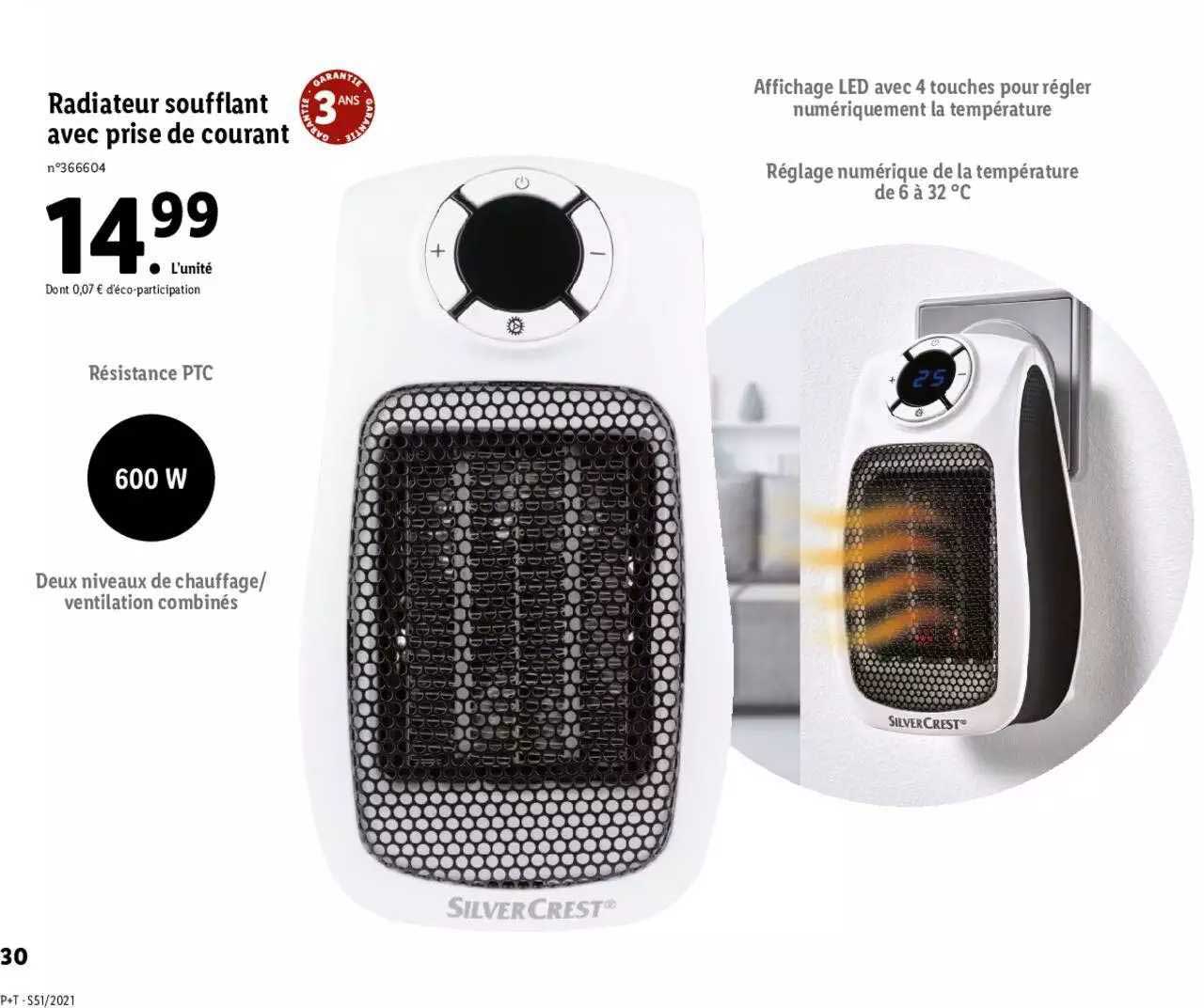 radiateur soufflant avec prise de courant