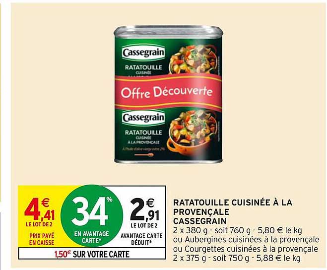 Ratatouille Cuisinée à La Provençale Cassegrain