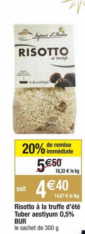 risotto à la truffe d'été tuber aestiyum 0,5% bur