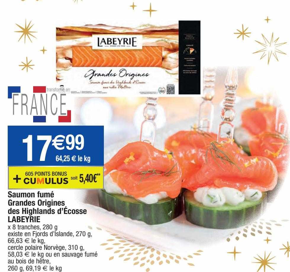 saumon fumé grandes origines des highlands d'écosse labeyrie