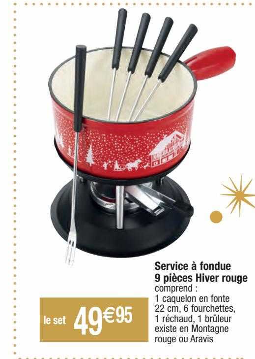 Service à Fondue 9 Pièces Hiver Rouge