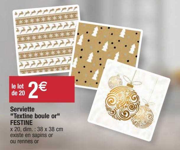 Serviette "textine Boule Or" Festine