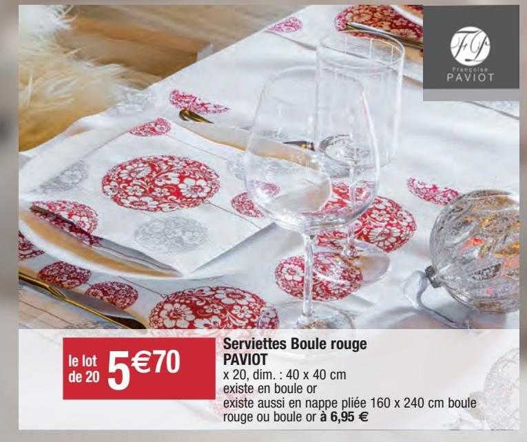 Serviettes Boule Rouge Paviot