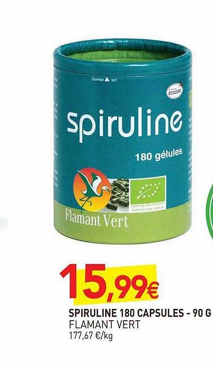 spiruline 180 capsules flamant vert - 90 g