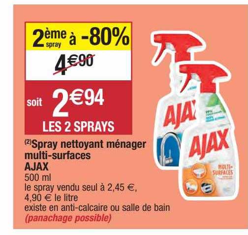 spray nettoyant ménager multi-surfaces ajax