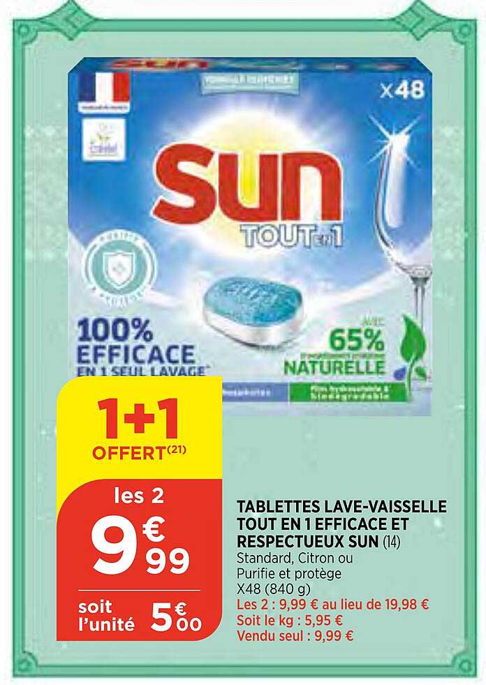 tablettes lave-vaisselle tout en 1 efficace et respectueux sun