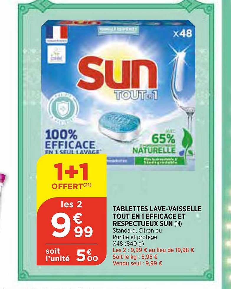 tablettes lave-vaisselle tout en 1 efficace et respectueux sun