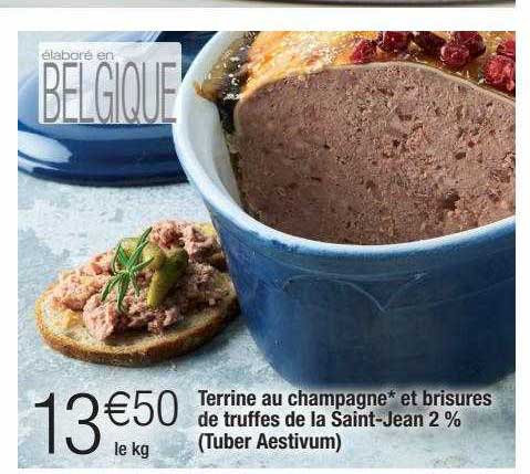 terrine au champagne et brisures de truffes de la saint-jean 2% (tuber aestivum)