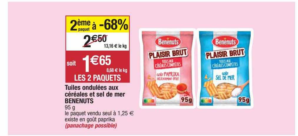 tuiles ondulées aux céréales et sel de mer bénénuts