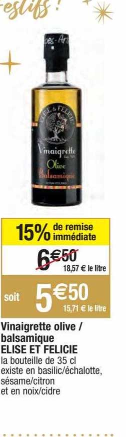 vinaigrette olive - balsamique elise et félicie