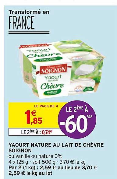 Yaourt Nature Au Lait De Chèvre Soignon