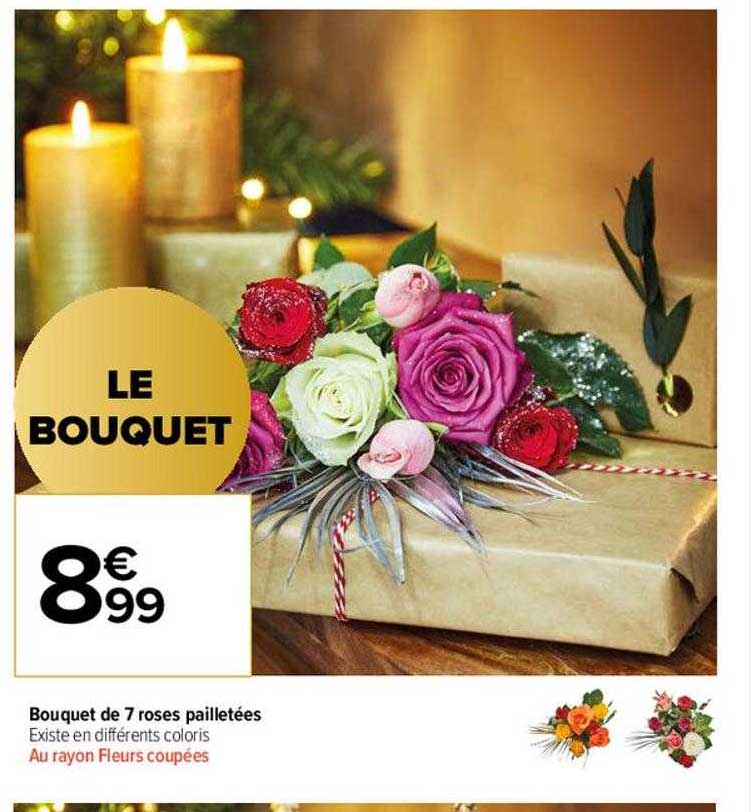 bouquet de 7 roses pailletées