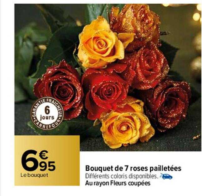 bouquet de 7 roses pailletées
