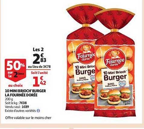 10 mini brioch' burger la fournée dorée