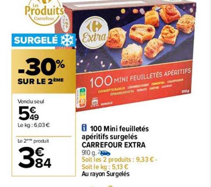 100 Mini Feuilletés Apéritifs Surgelés Carrefour Extra