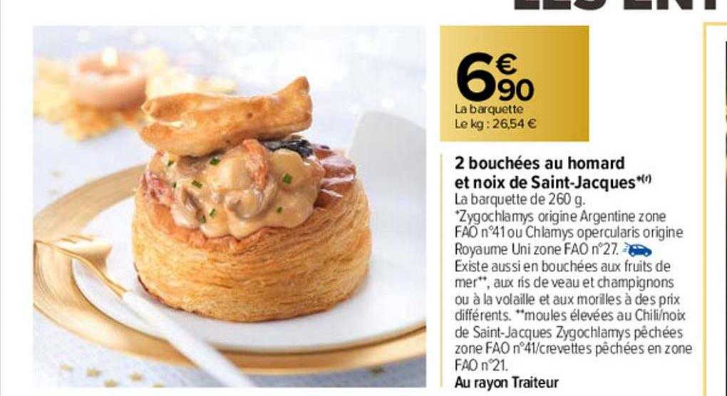 2 bouchées au homard et noix de saint-jacques