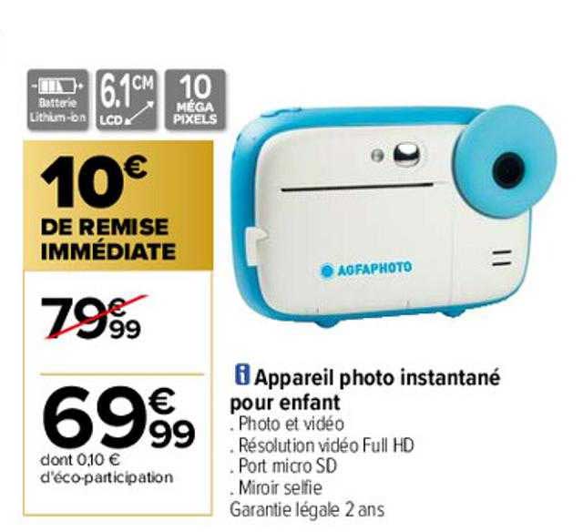appareil photo instantané pour enfant agfaphoto