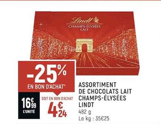 assortiment de chocolat lait champs-élysées lindt