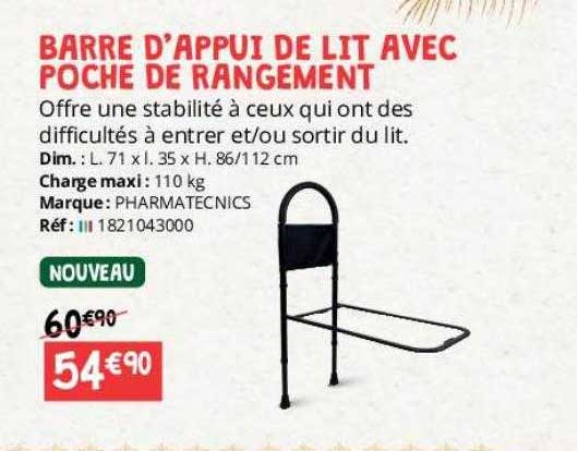 barre d'appui de lit avec poche de rangement pharmatecnics