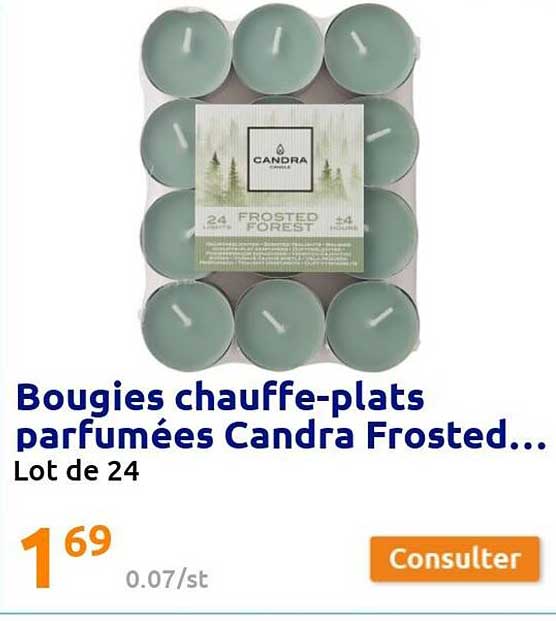bougies chauffe-plats parfumées candra frosted...