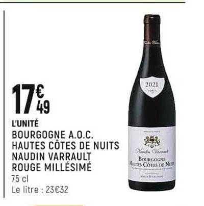 bourgogne a.o.c. hautes côtes de nuits naudin varrault rouge millésimé