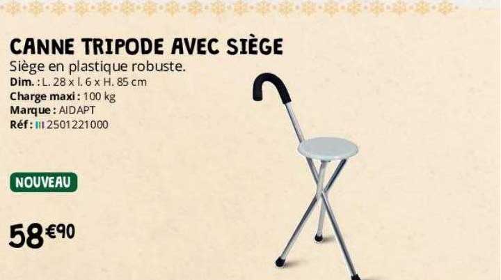 canne tripode avec siège aidapt