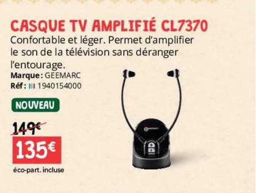 casque tv amplifié cl7370 geemarc
