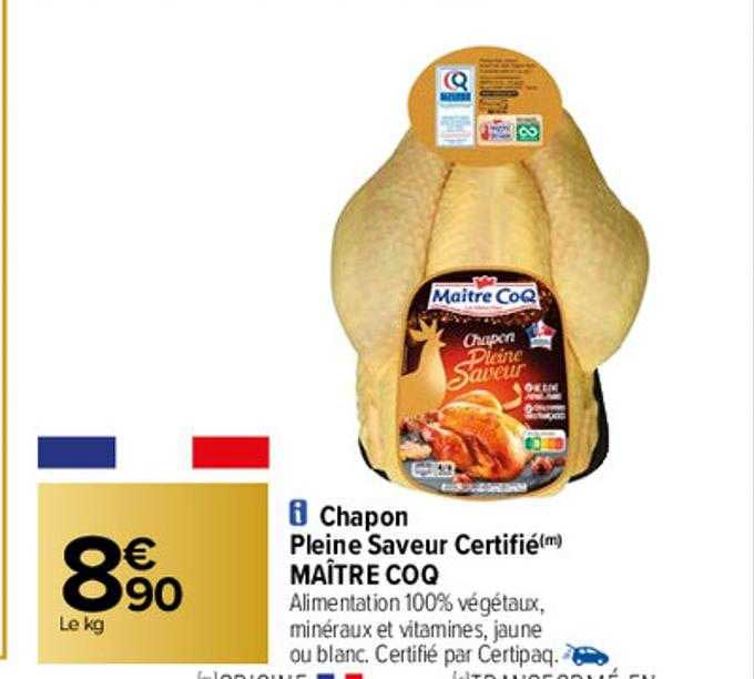 Chapon Pleine Saveur Certifié Maître Coq