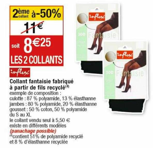 collant fantaisie fabriqué à partir de fils recyclé influx