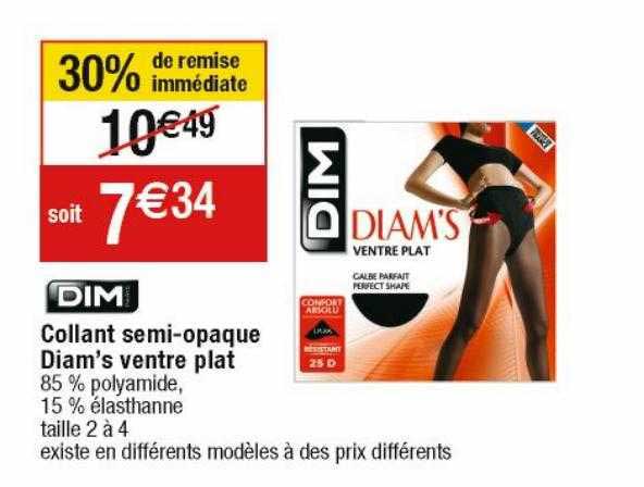 collant semi-opaque diam's ventre plat dim paris