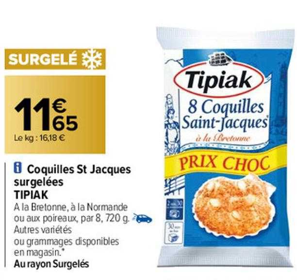 coquilles st jacques surgelées tipiak