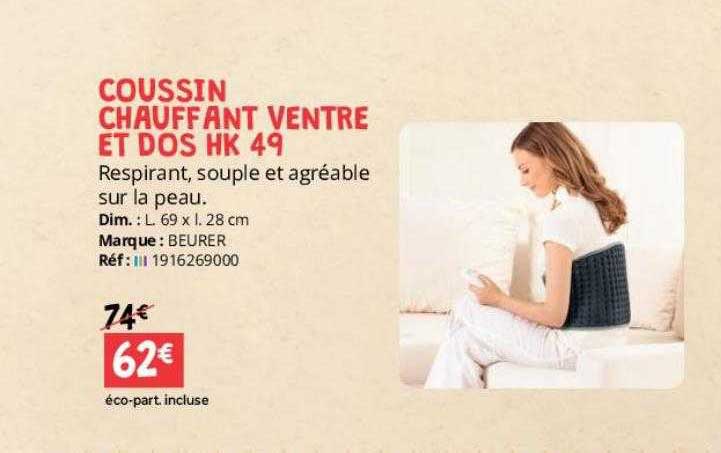 coussin chauffant ventre et dos hk 48 beurer
