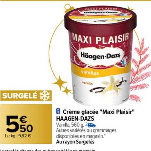 crème glacée "maxi plaisir" häagen-dazs