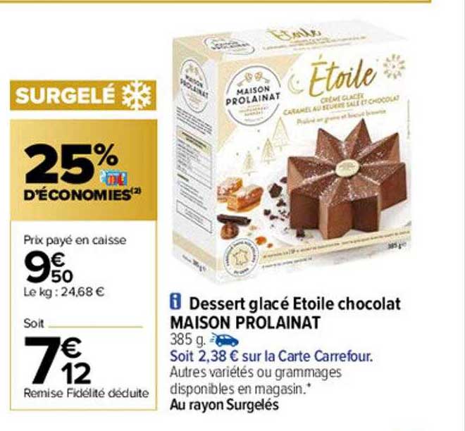 dessert glacé étoile chocolat maison prolainat